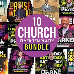 Church Flyer Bundle: 10 Canva Editable Templates (Digital Download)