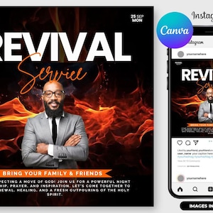 Revival Service Flyer | Editable Worship Night Template