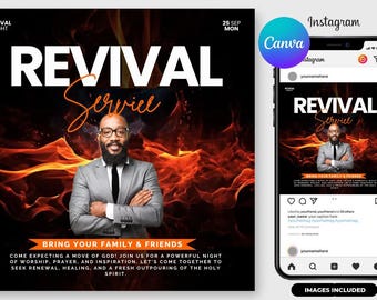 Editable Revival Worship Night Flyer Template (Canva)