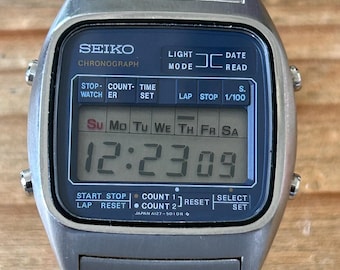 Seiko A127-5010 Digital Watch Blue Face from 1979, Very Rare