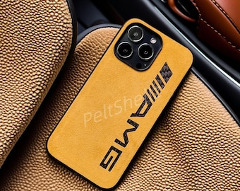 Customized Inspired Handmade Alcantara® Carbon Fiber Lether AMG BMW Phone Case | Sports Car Interior Materia Phone Case for iPhone