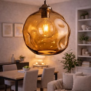 Lámpara colgante moderna de vidrio soplado a mano