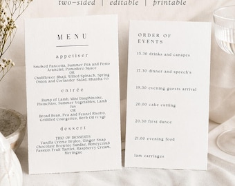 Plantilla elegante para menú de boda