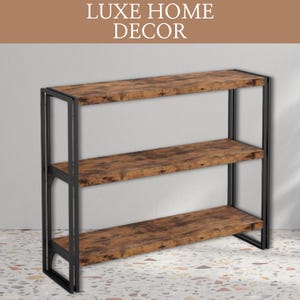 3 tier Wooden Bookshelf, Industrial Bookcase, Wood Storage Shelf, Vintage Bookshelf | Matching Items: 12