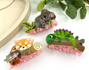 Koala Hair Clip, Chameleon Hair Clip, Animal Hair Claw, Red Panda Hair Claw, Acetate Hair Clamp, Cute Hair Accessories, Unique Gift For Her