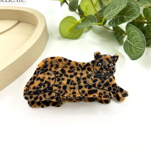 Leopard Hair Clip, Animal Hair Claw, Cute Hair Accessories, Brown Acetate Hair Clamp, Panther Girlish Hair Clip, Leopard Lover Gift