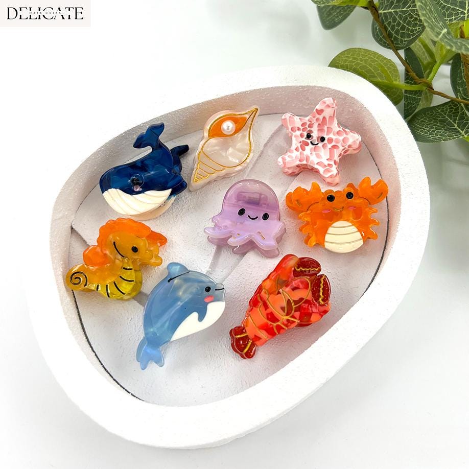 Mini Hair Clip, Whale Starfish Crab Hair Clip, Ocean Sea  display picture 1