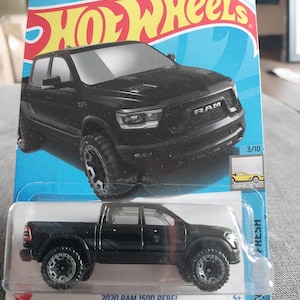 Hotwheels Factory Fresh Black 2020 Ram 1500 Rebel long card Rare to find in beautiful condition  lovely gift for all ages