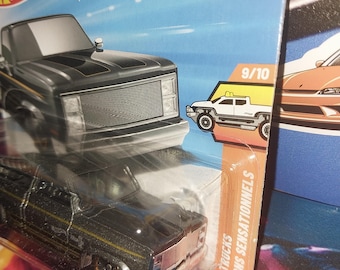 Hotwheels Chevy Silverado Gunbarral Gray de 1983, de la serie Hot Trucks. Raro modelo de juguete coleccionable de la línea principal, fabricado en fundición a presión. Camioneta americana.