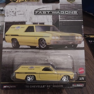 Hotwheels Premium Car Culture Fast Wagens Yellow 70 Chevelle SS Wagen Rare to find in beautiful condition  lovely gift for all ages