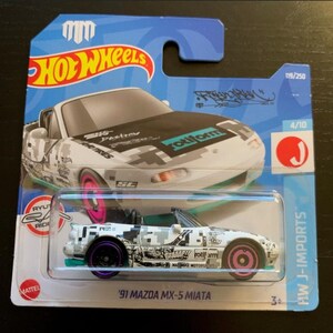 Hotwheels 91 Mazda MX-5 Miata Korte kaart Zeldzaam te vinden in mooie staat mooi cadeau voor alle leeftijden
