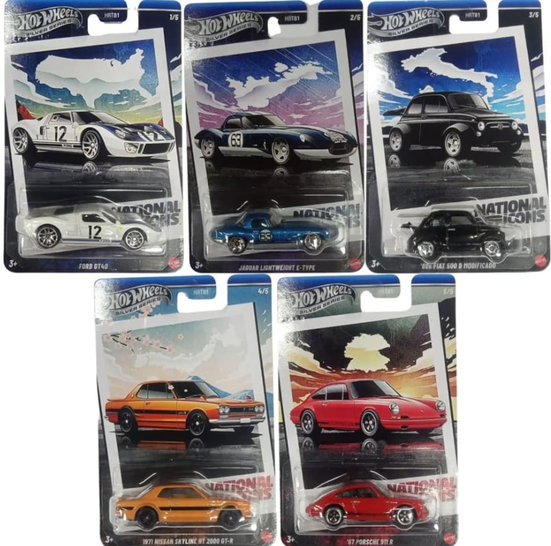 Hotwheels Premium Silver Series Nation Icon Full Set Ford Jaguar