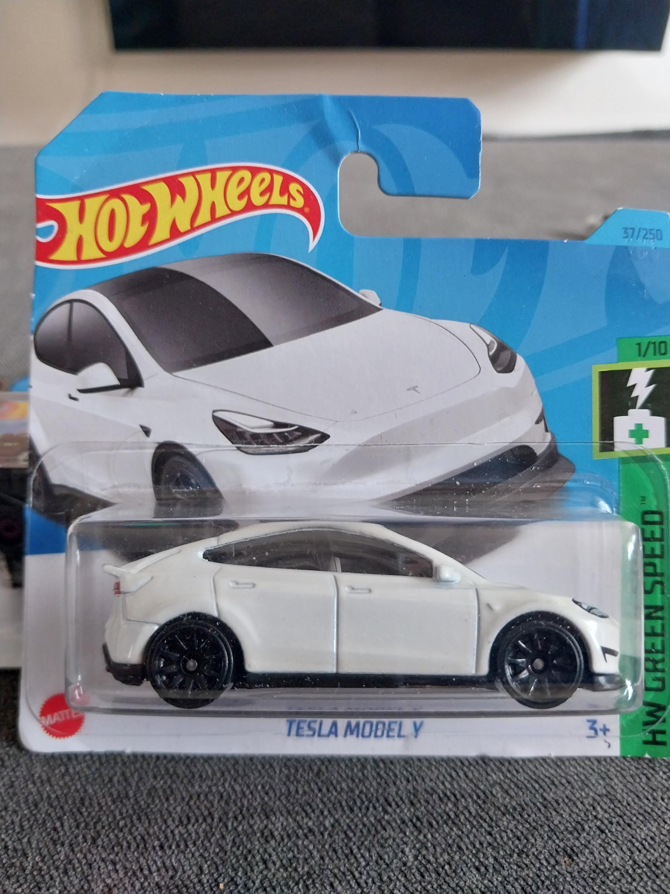 Hotwheels HW Green Speed White Tesla Model Y Short Card Rare to