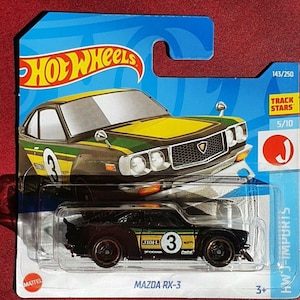 Hotwheels J-Imports groene Mazda RX-3 KORTE kaart Zeldzaam te vinden in prachtige staat mooi cadeau voor alle leeftijden