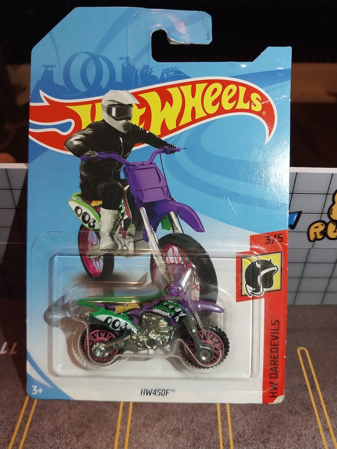 Hotwheels HW450F Dirt Bike From HW Daredevils Series Long Card