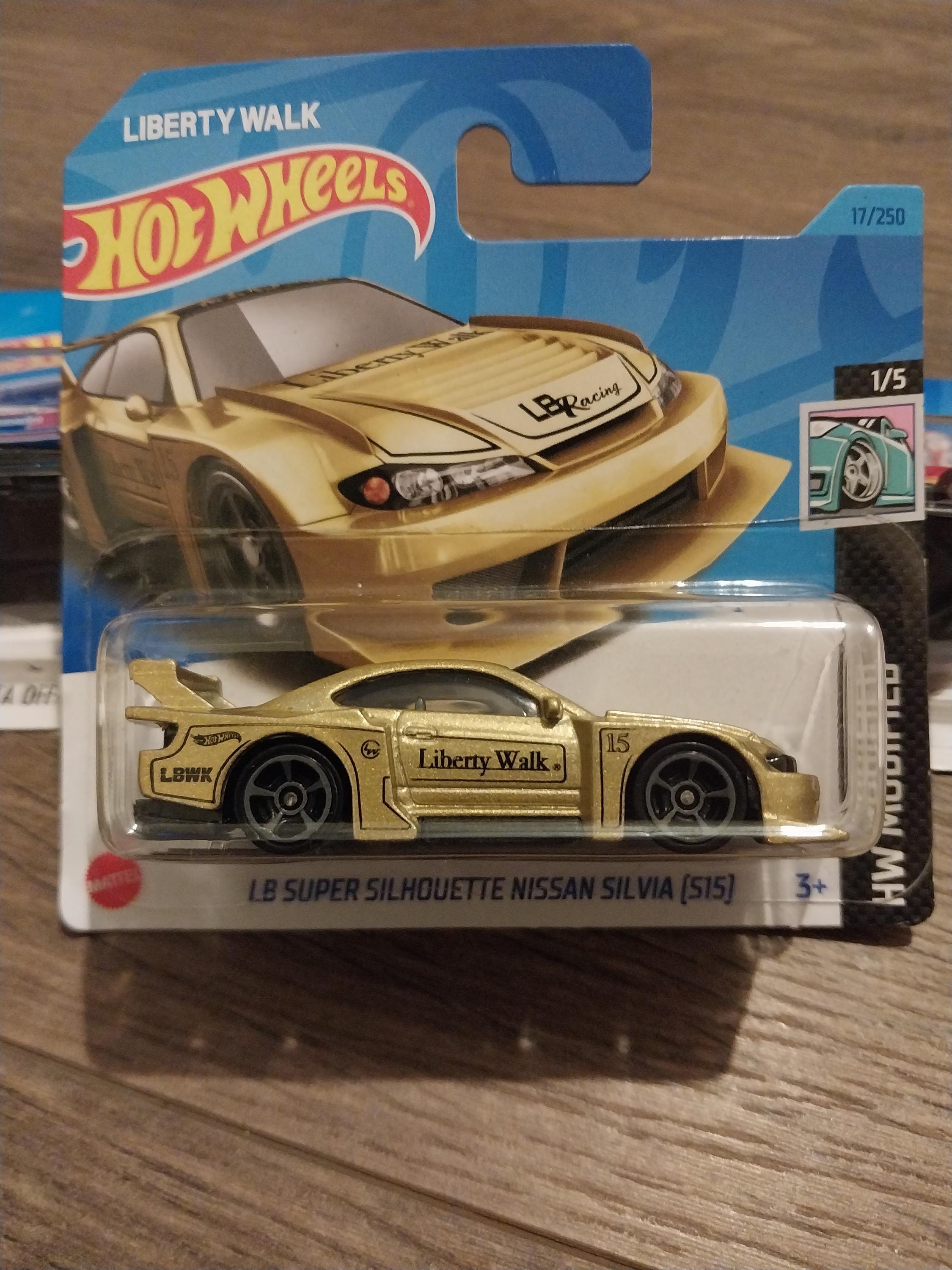 Hot Wheels Nissan Silvia S15: Gold LB Super Silhouette, Short Card