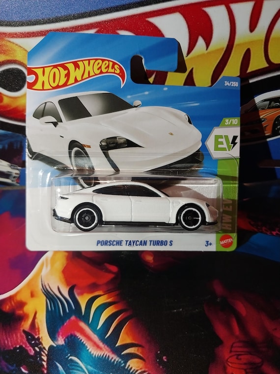 Hotwheels White Porsche Taycan Turbo S From HW EV Short Card Die