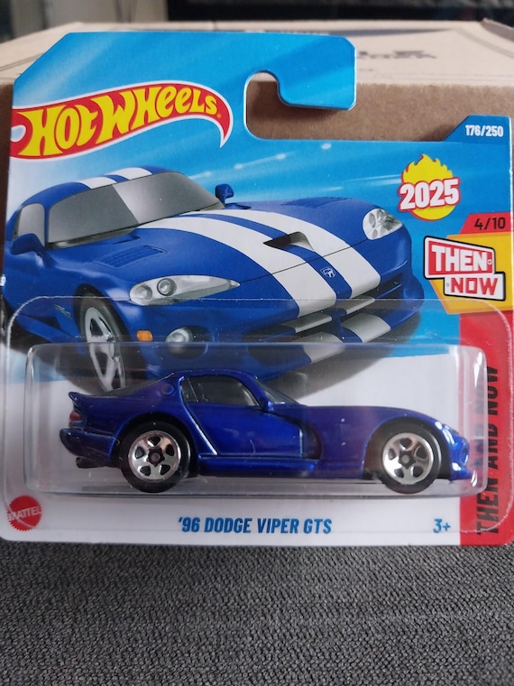 Hot Wheels 96 Dodge Viper GTS: Blue Diecast Car, Rare Short Card