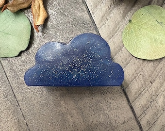 Jabón artesanal con purpurina y efecto nube – Pastilla natural e hidratante