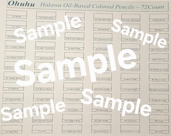 Swatch Chart for Ohuhu Halawa 72 Oil-Based Colored Pencils