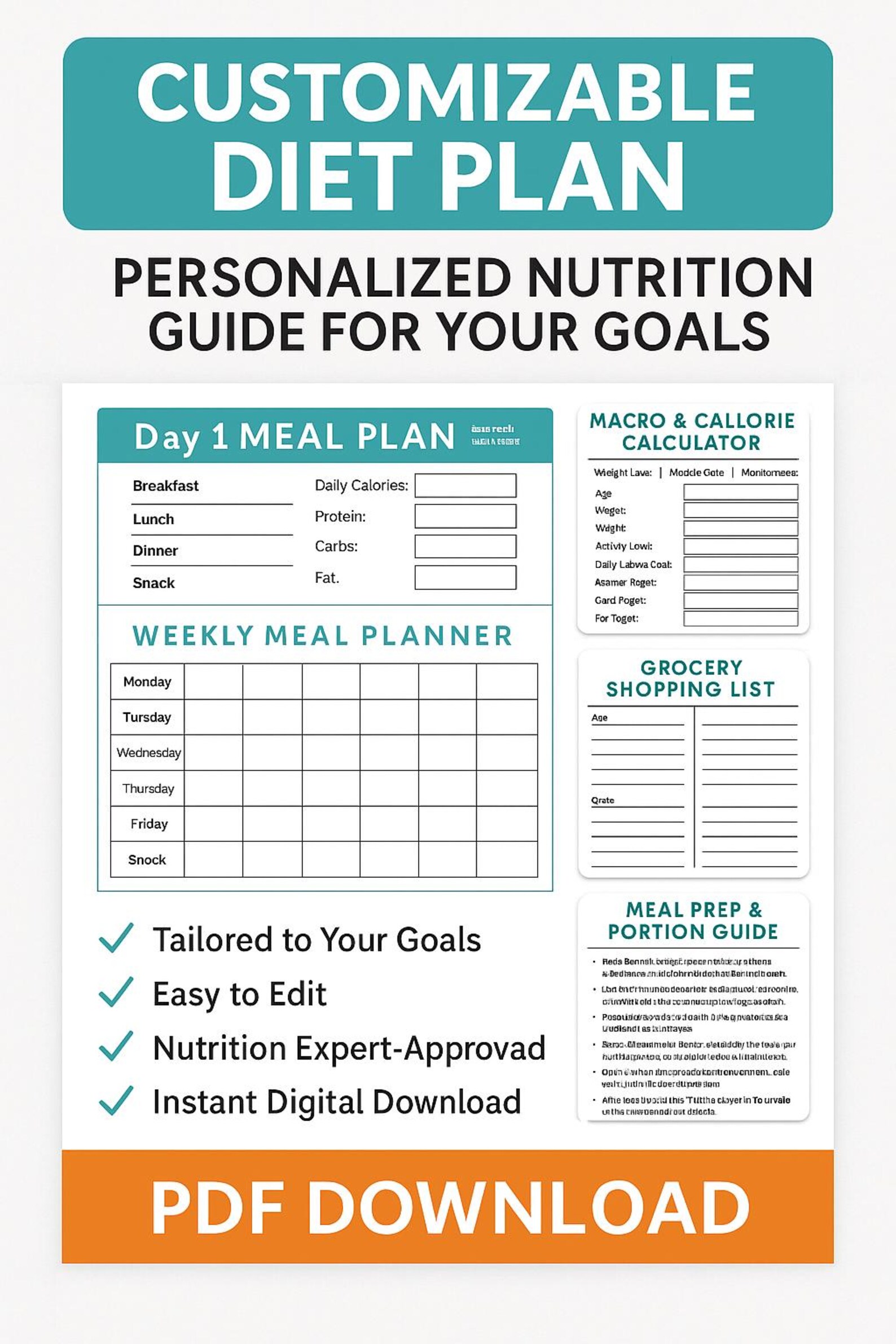 Customizable Diet Plan – Personalized Nutrition Guide for Your Goals - Etsy