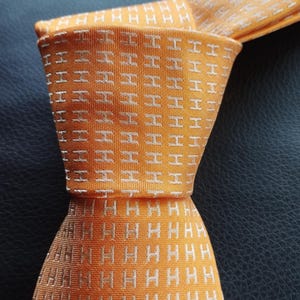 Gravata vintage elegante de seda hermes laranja, acessórios para cavalheiros, presente para ele