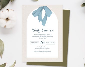 Boy Baby Shower Invitation Template Editable Simple Baby Shower Invite Minimalist Boy Baby Shower Digital Invite Printable Invite