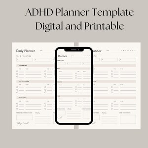 ADHD Daily Planner Template To-Do-List List & Daily Organization Printable Digital Simple Easy-to-Use Digital Download Planner for All Ages