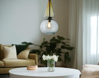 Blown Glass Pendant Lights - Hand Blown Hanging Lamp - Ceiling Light - Light Fixtures - Kitchen Island