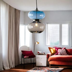 Light Fixture Chandelier, Hanging Light Shade, Celling Lamp, Blown Glass Pendant Light, Modern Ceiling Lights, Office Decor Lighting, Lights