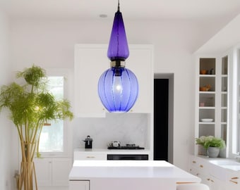 Light Fixtures - Lighting for Kitchen Island - Hanging Lamp - Blown Glass Pendant Light