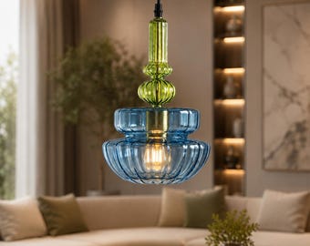 Blown Glass Pendant Lighting - Light Fixtures - Kitchen Island Lights - Ceiling Light - Hanging Lamp