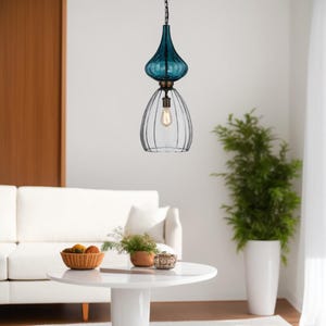 Lámpara colgante de vidrio soplado, lámpara colgante moderna personalizada, lámpara de techo única, iluminación colgante para el hogar, iluminación de isla de cocina