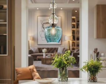 Blown Glass Pendant Light - Light Fixtures - Ceiling Lights - Hanging Lamp - Kitchen Lighting