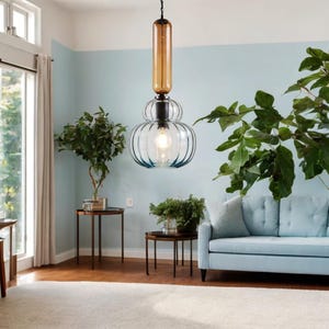Pendant Light Glass Blown for Kitchen Island, Ceiling Light for Bedroom, Light Fixture for Living room, Pendant Lighting, Hanging Lamp