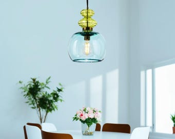 Blown Glass Pendant Lighting - Light Fixtures - Kitchen Island Lighting - Hanging Lamp - Ceiling Lights