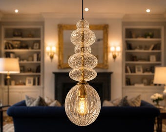 Mundgeblasenes Glas Pendelleuchte | Luxus Murano Style Deckenleuchte | Moderne Küchen-Insel Beleuchtung | Kundenspezifische Glashängelampe