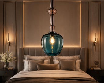 Blown Glass Pendant Light - Hanging Lamp - Light Fixtures - Pendants for Kitchen Island - Unique Lamps