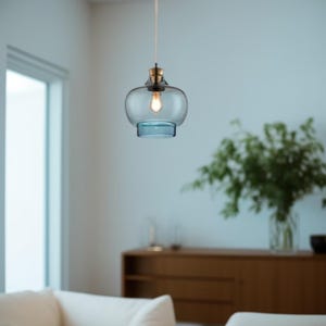 Glass Blown Pendant Light, hanging lamp, Pendant Light Fixture, living room lamp, vintage glass pendant lights, bubble pendant lighting