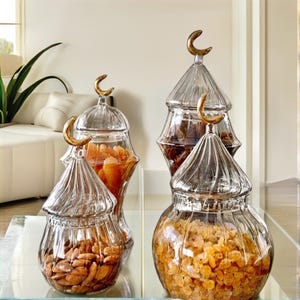 Handmade Glass Jars, Decorative Storage Jars, Kitchen Storage Containers, Elegant Home Accent, Multipurpose Glass Jars, Cookie Jars