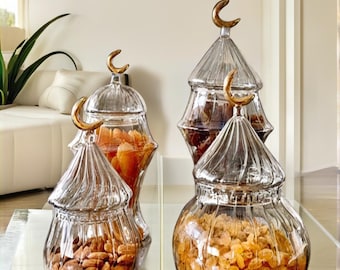Handmade Glass Jars, Decorative Storage Jars, Kitchen Storage Containers, Elegant Home Accent, Multipurpose Glass Jars, Cookie Jars