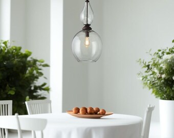 Blown Glass Pendant Light - Pendants for Kitchen Island - Light Fixtures - Hanging Lamp - Ceiling Lights