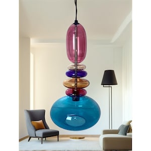 Lámpara colgante de múltiples capas, luces colgantes de vidrio, accesorios de iluminación de colores personalizados, iluminación colgante para decoración del hogar, lámpara colgante moderna