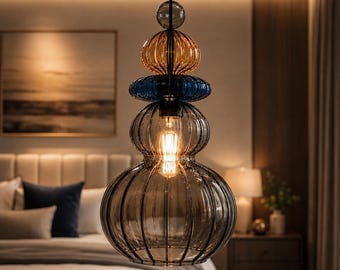 Blown Glass Pendant Light - Light Fixtures - Hanging Lamp - Pendants for Kitchen Island - Lighting