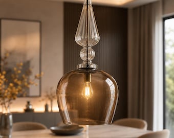 Rustic Ceiling Chandelier Lamp – Handmade Farmhouse Pendant Fixture for Dining Room or Country Style Interiors
