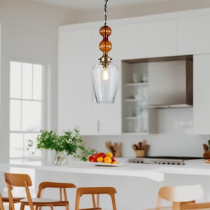 Hand Blown Glass Pendant Light: Customizable Kitchen Lighting