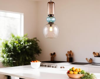 Bubble Pendant Ceiling Lamp – Hand Blown Glass Fixture for Bedroom Lighting, Dining Room Decor, or Modern Interiors