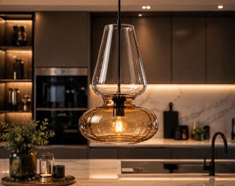 Blown Glass Pendant Light - Light Fixtures - Ceiling Lights - Hanging Lamp - Kitchen Lighting - Chandelier