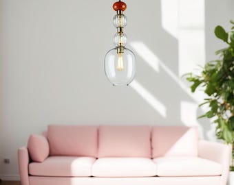 Blown Glass Pendant Light - Ceiling Light - Hanging Lamp - Lighting Fixtures - Kitchen Lights - Chandelier