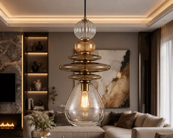 Hanglamp van geblazen glas, keukeneilandverlichting, handgemaakte plafondlamp, moderne designverlichting voor eetkamer, woonkamer en slaapkamer